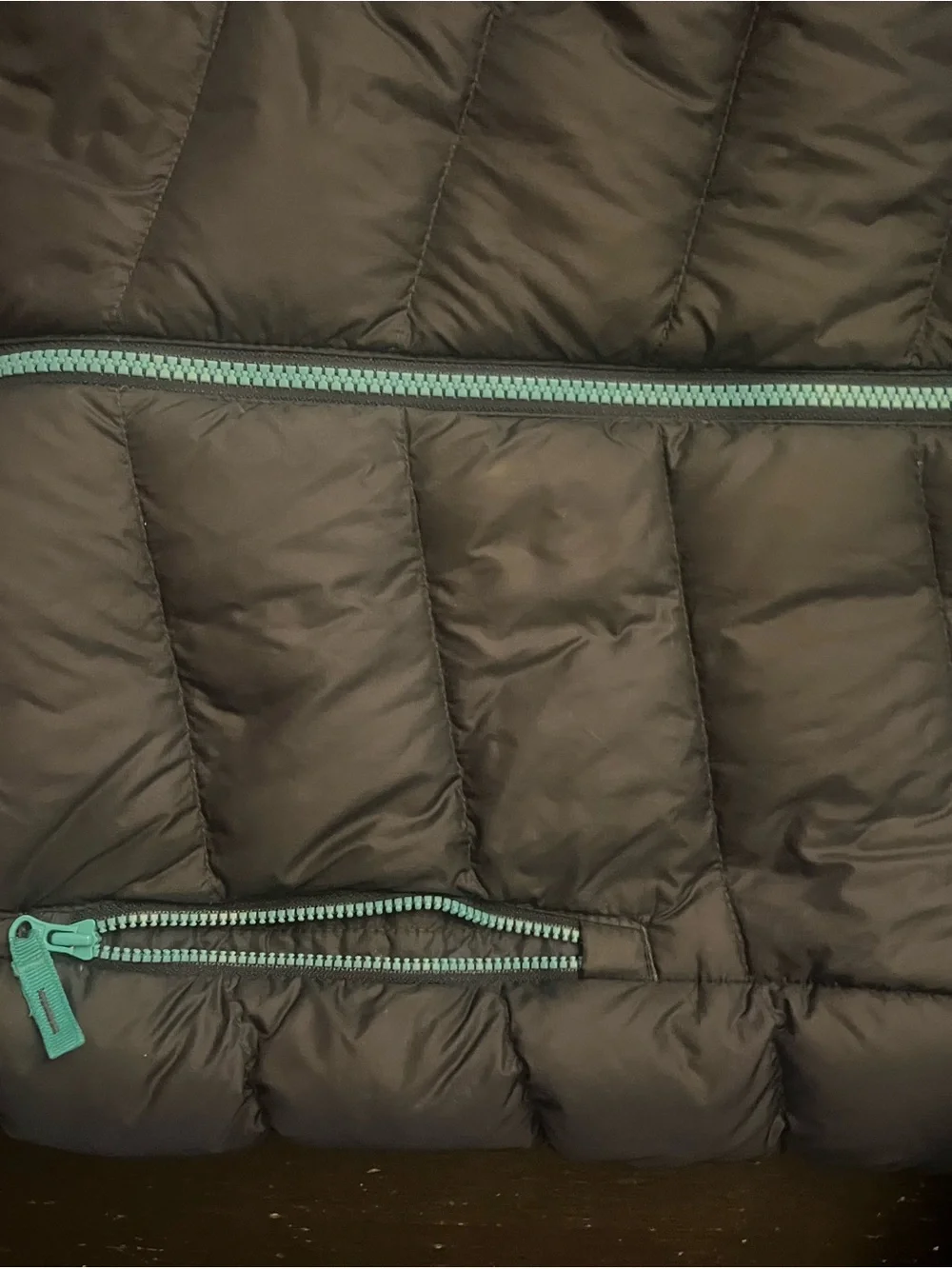 L.L. Bean Navy Kids' Puffer Jacket with Teal Trim